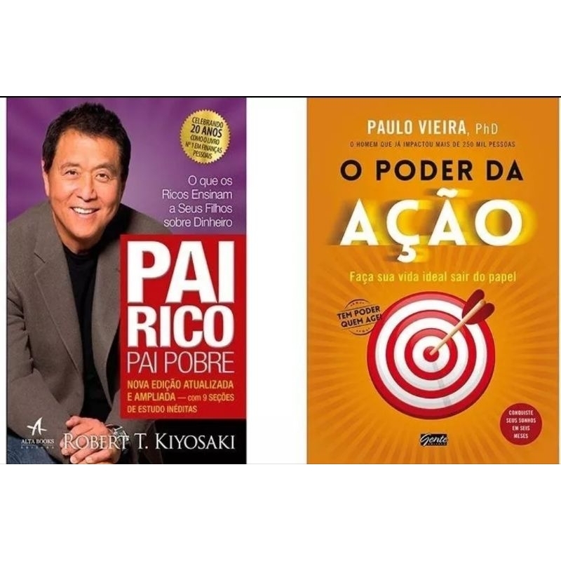 kit com.os livros Pai Rico,Pai Pobre +o poder da ação novos