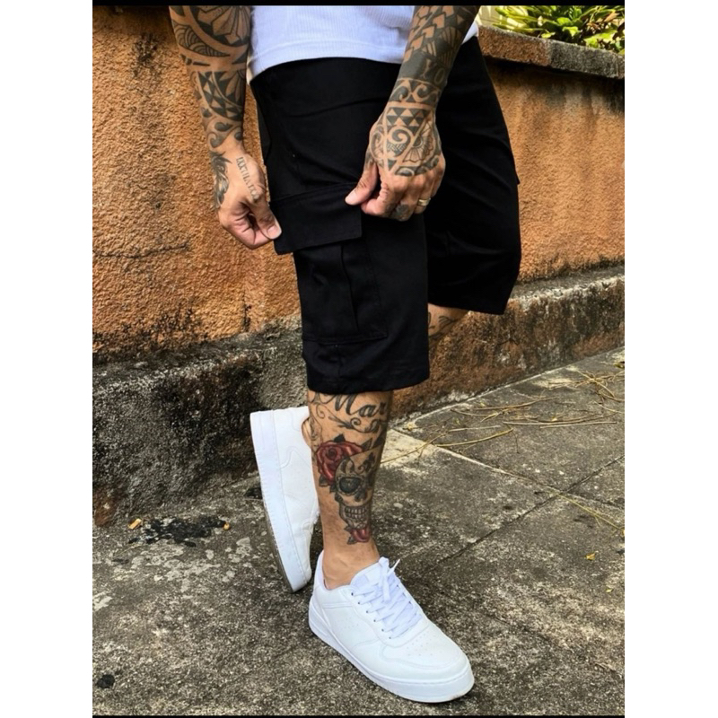 Cargo Bermuda Sarja Colorida Jeans Premium Masculino Diversas Cores