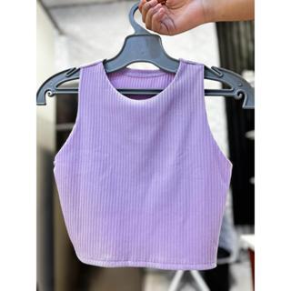 Cropped Feminino Roxo Claro Canelado Com Forro Confortável Com Alta Qualidade