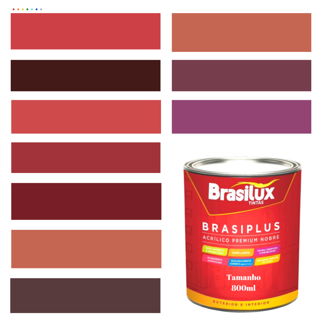 Tinta Vermelha de Parede Brasiplus Fosca 800ml em Oferta na Shopee