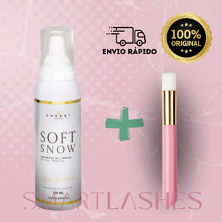 ESPUMA DE LIMPEZA CHERRY LASH SOFT SNOW 120ml + Pincel de Limpeza para extensão de cílios