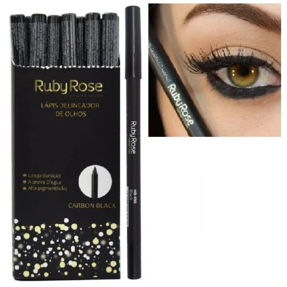 Lápis Delineador de Olhos Carbon Black HB-050 - Ruby Rose em Oferta na Shopee