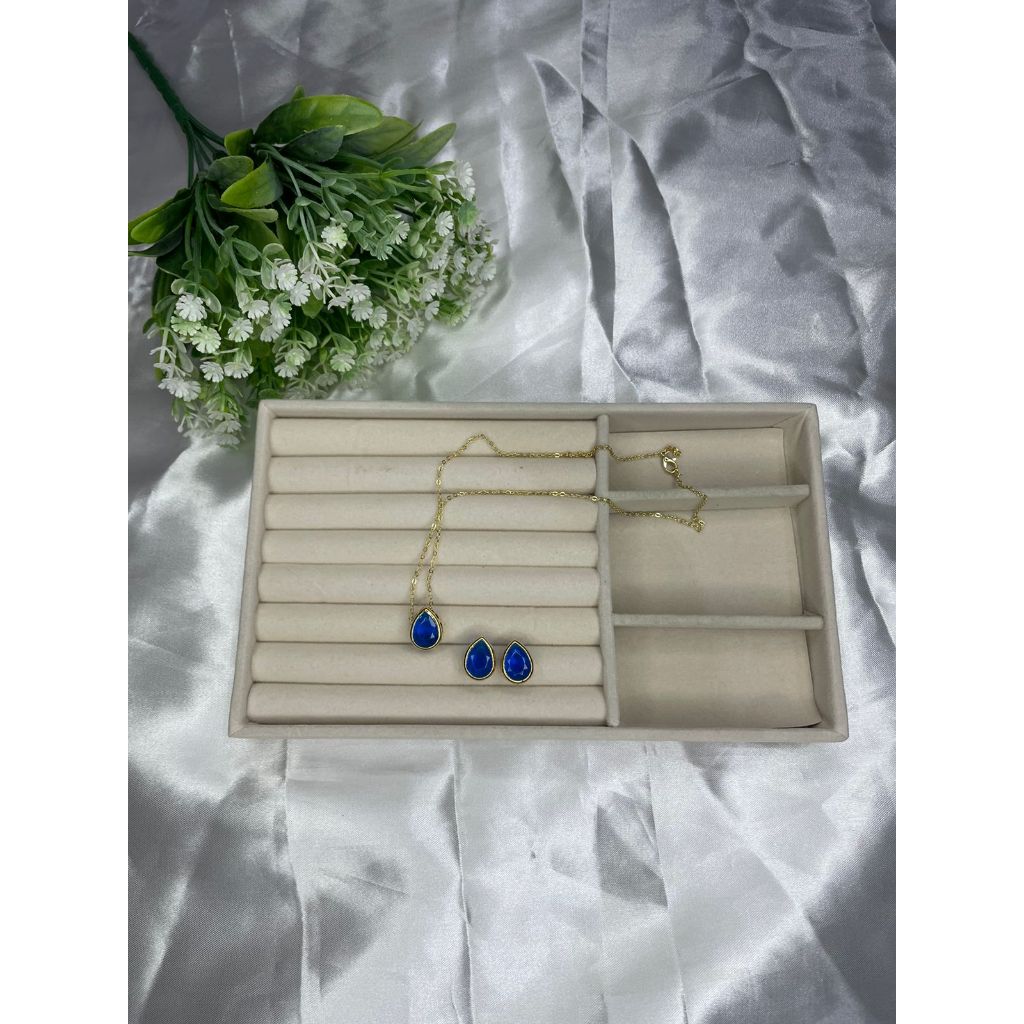 Colar e Brinco kit Feminino Gota Folheado Dourado/Conjunto Colar e Brinco