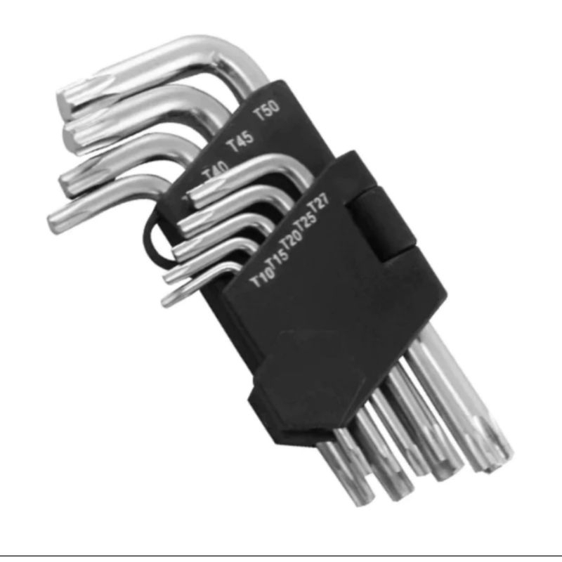 Jogo de Chave Torx 9 peças Curto Aço Cromo Vanadium em Oferta na Shopee