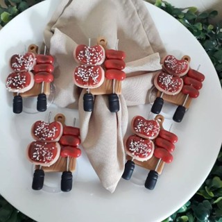6 Porta guardanapo Tábua de Churrasco mod 2 biscuit mesa posta