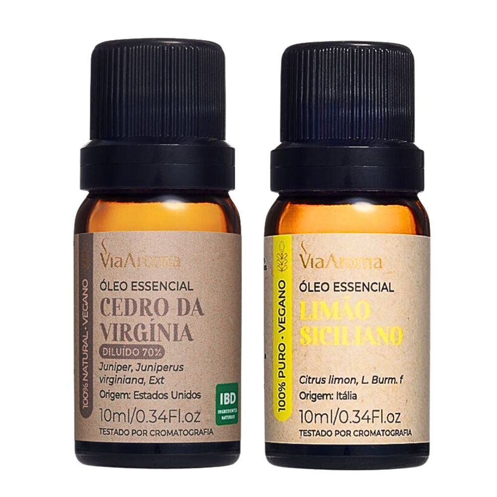 Kit Óleo Essencial Limão Siciliano + Cedro da Virginia Via Aroma