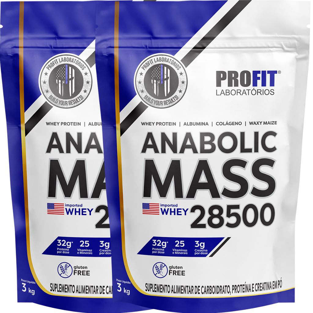 2x Anabolic Mass 28500 Massa - Refil 3kg - Profit Laboratórios