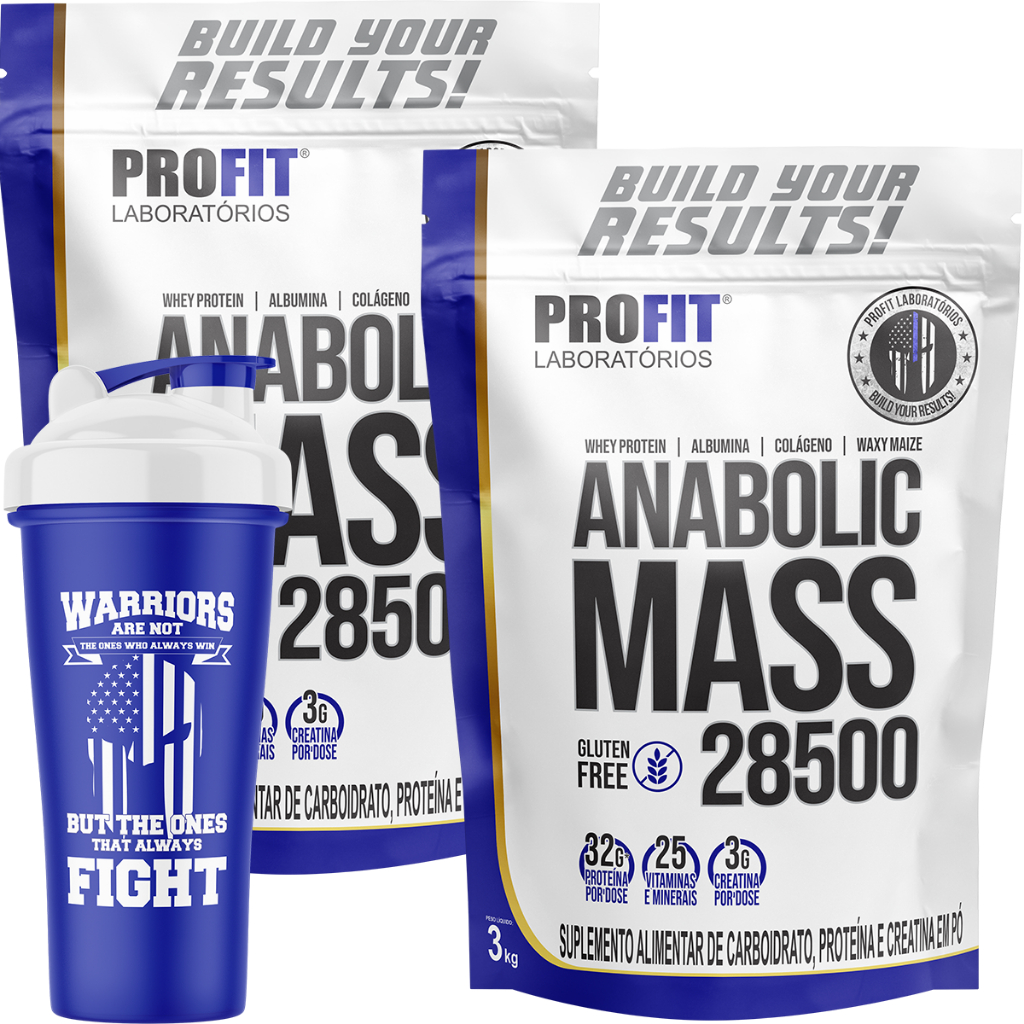 2x Anabolic Mass 28500 Massa - Refil 3kg + Coqueteleira - Profit Laboratórios