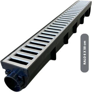 Ralo Linear 6x50cm Grelha Alumínio Com Caixa Coletor Sifonado De Água pluvial