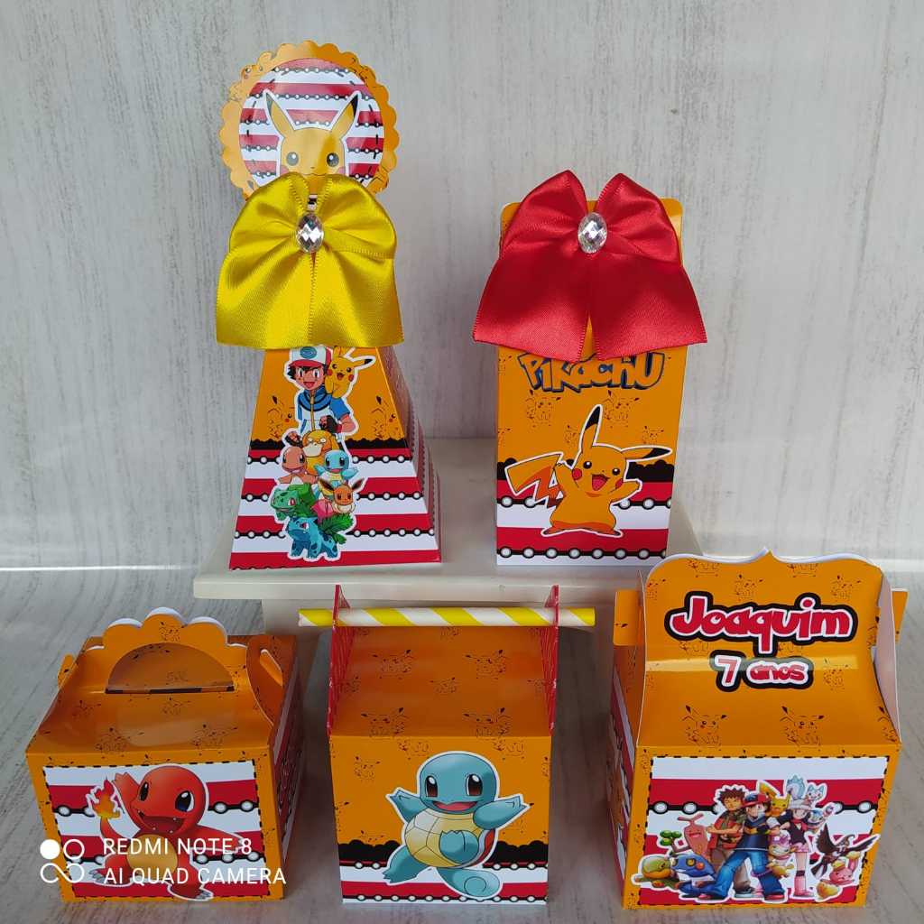 PEGUE E MONTE - Kit Festa Personalizados Pokémon/Pikachu Lembrancinhas Caixinhas para festa