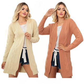 Kit Com 2 Max Cardigan Tricô Sobretudo feminino Ref001