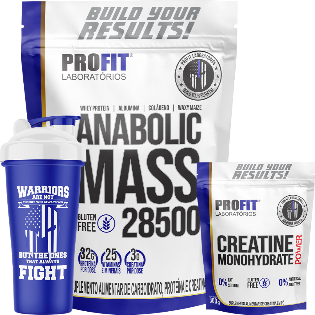 Anabolic Mass 28500 Massa Refil 3kg + Creatina Refil 300g + Coqueteleira - Profit Laboratórios