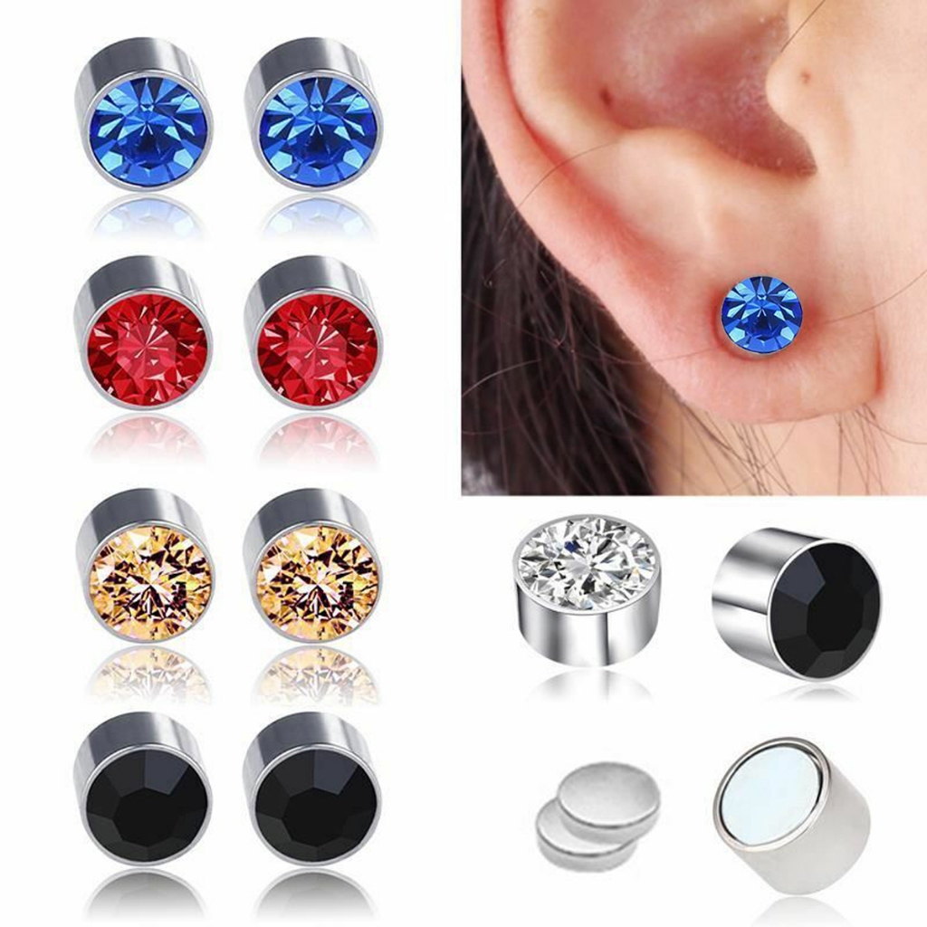 Par de Brincos de Pressão Magnético 6mm Zircônia Brilhante Masculino e Feminino em Oferta na Shopee