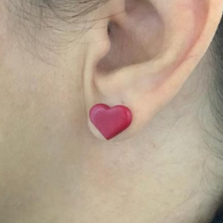 Três pares Brinco Coração cerâmica plástica de polímero Inox coleção Kobe moda americana