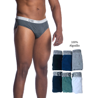 Kit 3 Peças Cueca Slip Masculina 100% algodão top imperdível.