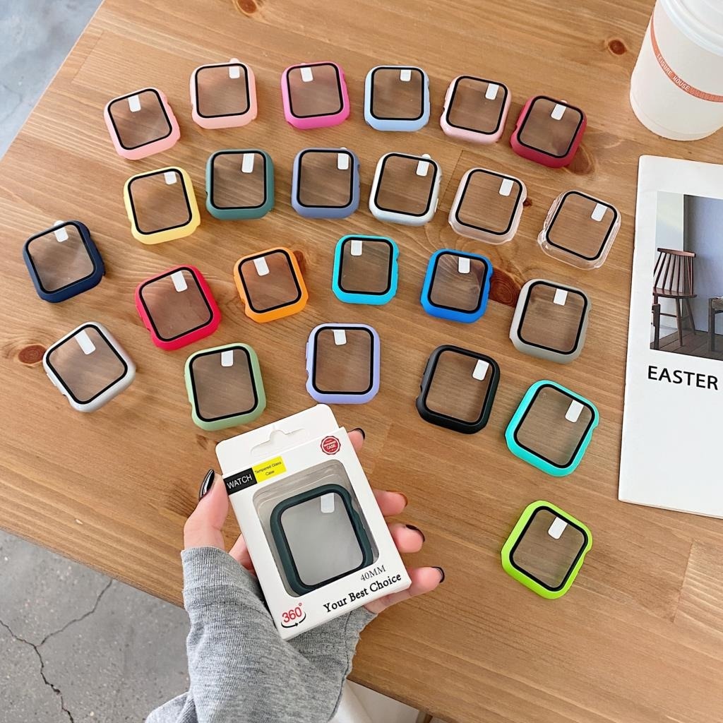 Apple Watch Capa case Bumper C/ Vidro 3d Temperado compatível smartwatch mesmo tanmanha 38/40/42/44mm Acrílico película