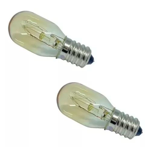 Kit com 1 Lâmpada E14 15w 127v + 1 Lâmpada E14 15w 220v para Lustres, Geladeiras, Microondas ou Fogões