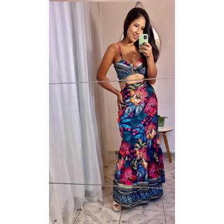 Vestido Longo Feminino Estampado Florido Tucano