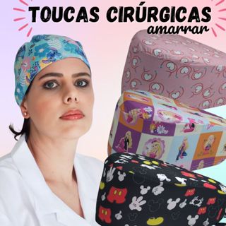 Touca Cirúrgica Bandana Personagem Enfermagem Cozinha Odontologia Amarrar em Oferta na Shopee