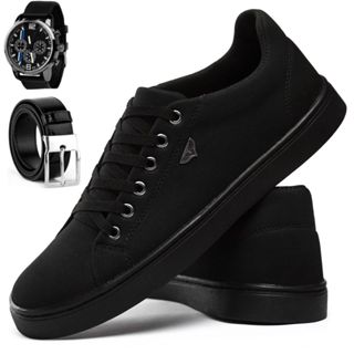 Tênis Sapatênis Casual Masculino + Relógio Digital de Pulso + Cinto Social Slim em Oferta na Shopee