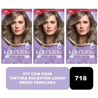 Kit com 03un Tintura Koleston Louro Médio Perolado 718 em Oferta na Shopee