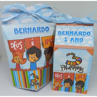 kit Festa Personalizada Três Palavrinhas 40 caixas + 20 Tags Para Docinhos em Oferta na Shopee