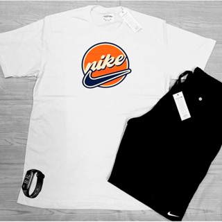 Conjunto Kit camiseta 100% algodão 30,1 bermuda nk 2024 TOP leve para caminhada e academia E RELOGIO DIGITAL