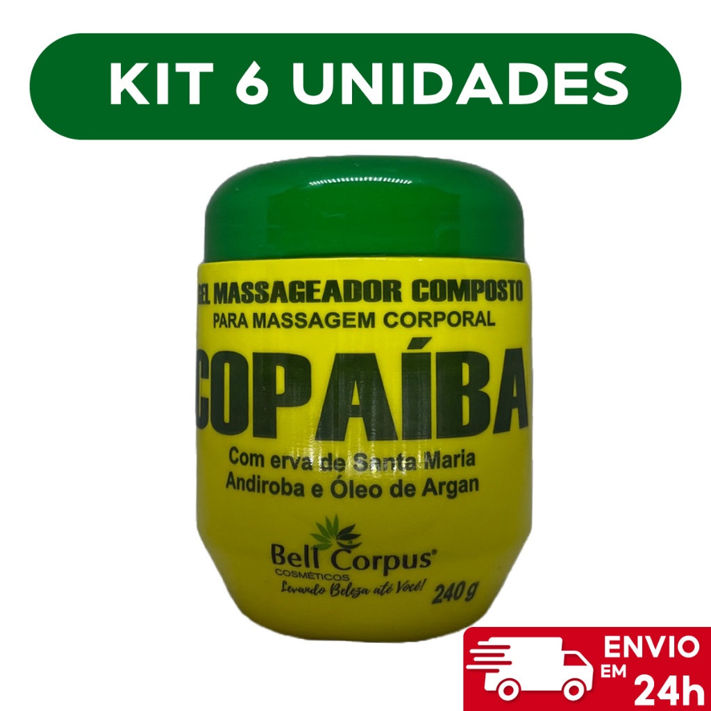 Kit 06 Gel Massageador Composto Copaíba 240gr - Bell Corpus