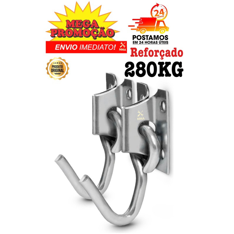 Kit Par De Gancho De Rede Aço Reforçado Grosso 280KG Promoção em Oferta na Shopee