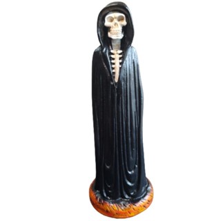 Imagem Guardião Exú Caveira com Capuz Chão de Fogo 20cm Personalizado Gesso