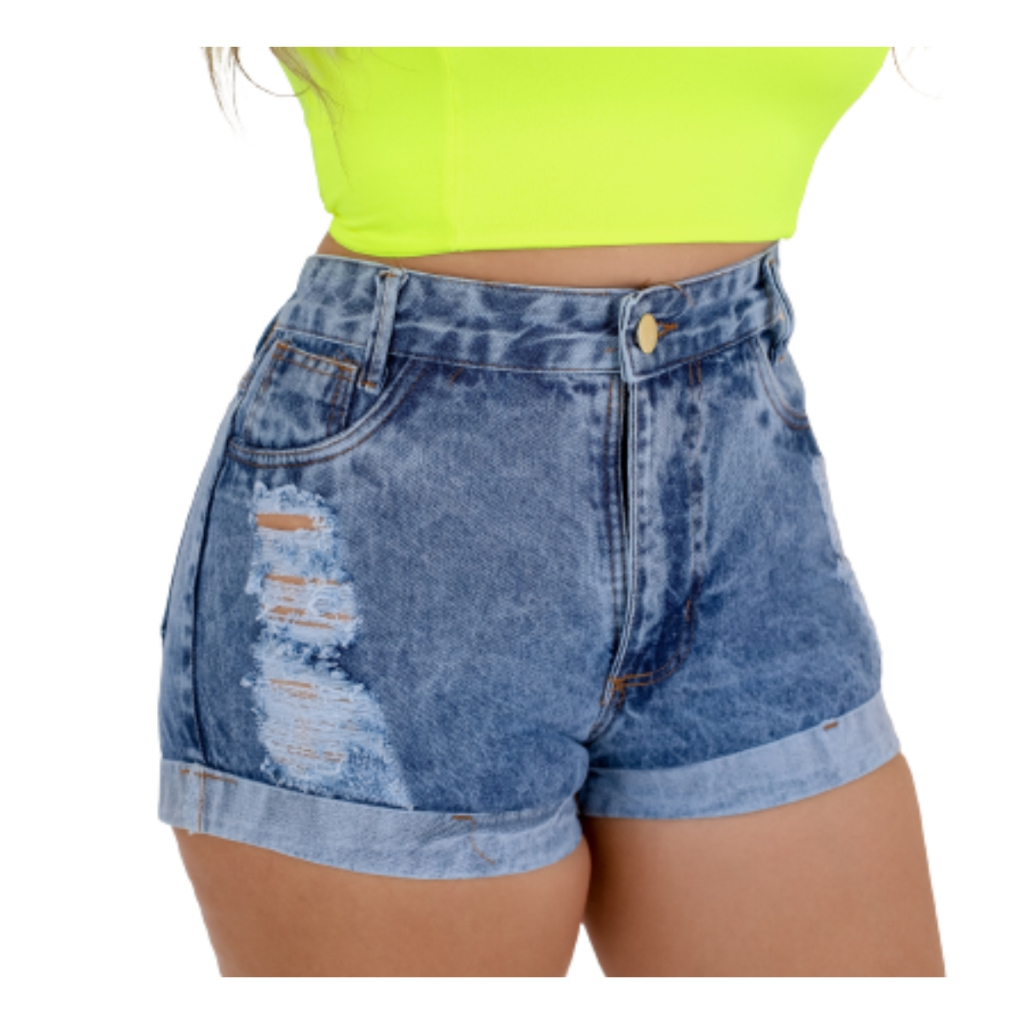 Short Jeans Feminino bermuda destroyed Jeans Premium Da moda