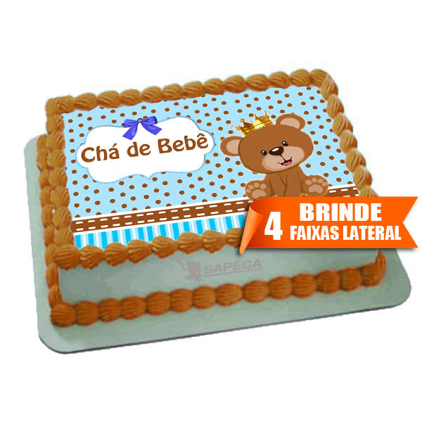 Papel arroz ursinho Marrom e Azul para Bolo chá de Bebe