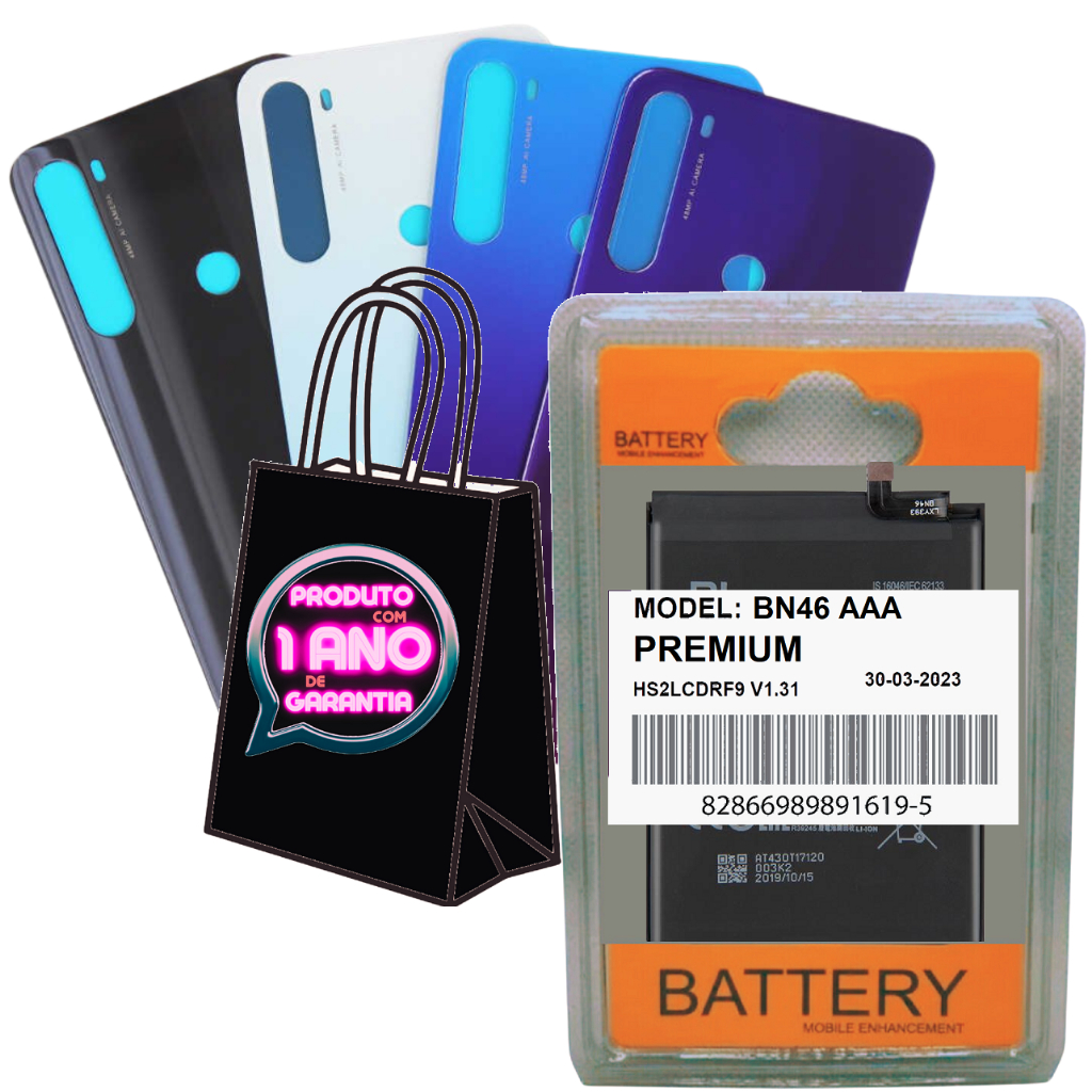 Battria Premium Compatível Xiaomi Redmi Note 8 + Alta capacidade + Tampa + Envio Hoje!