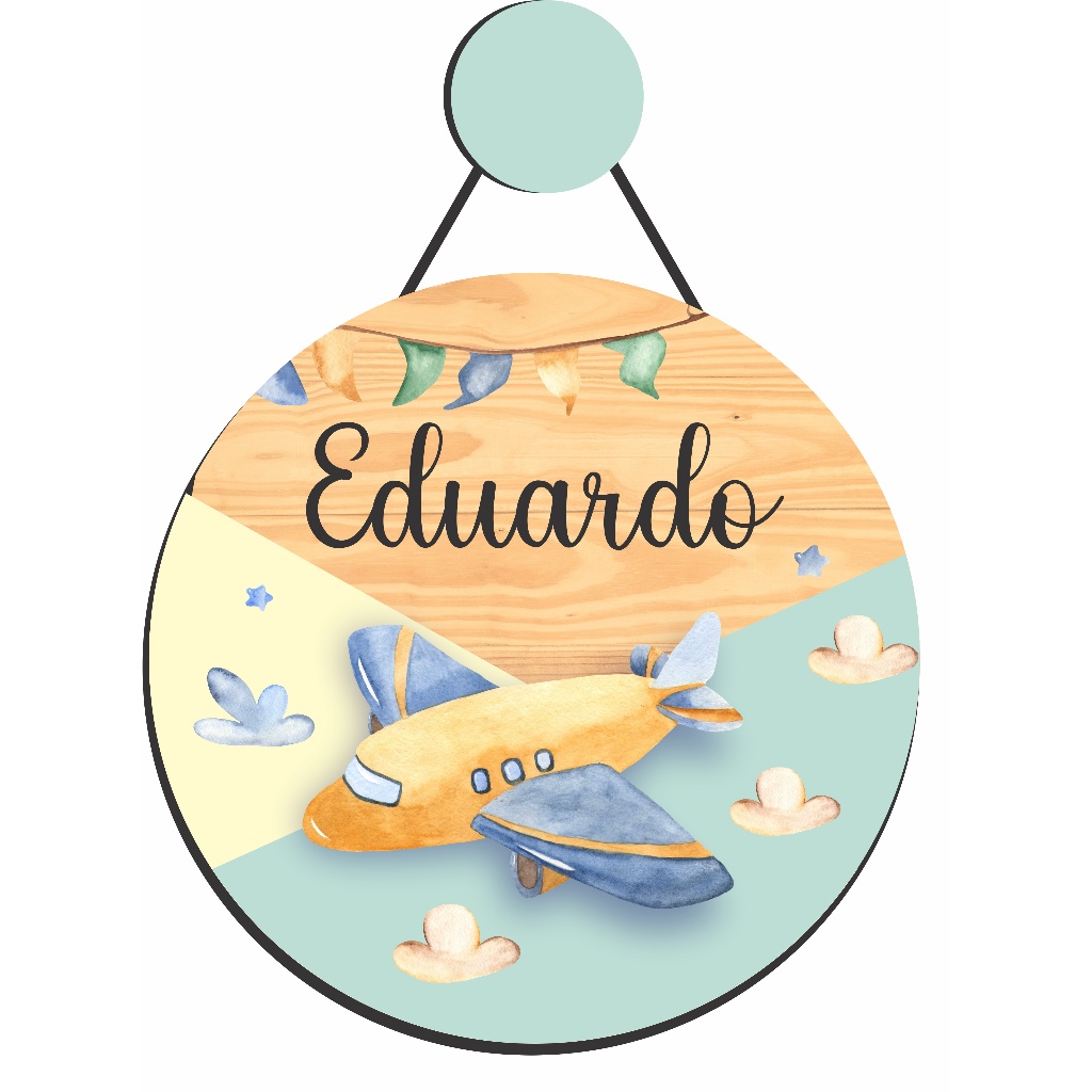 Enfeite Porta Maternidade Aviador, Avião - Nome personalizado - Decoração para quarto! GUIRLANDA