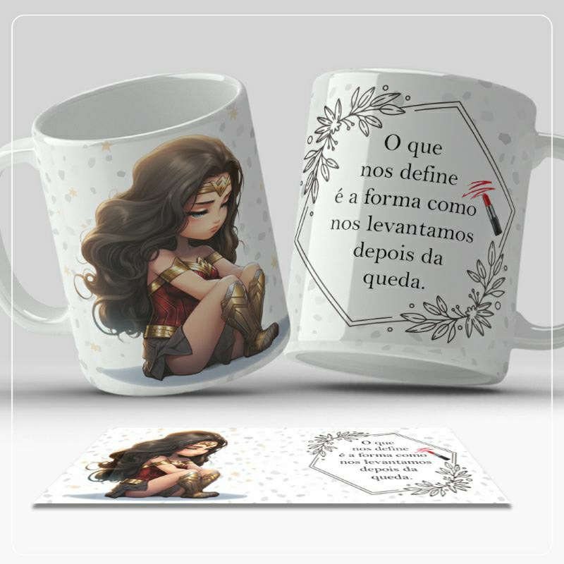 caneca para dia das mães dia da mulher, mulher maravilha 😍 e frases imponderada.