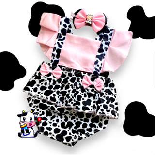 Romper Body Roupa de Vaquinha Bebê Mesversario + laço em Oferta na Shopee