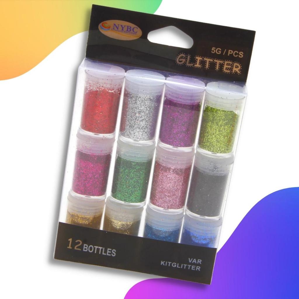 Imagem Glitter - Purpurina Para Artesanato Sortido - Kit C/ 12 Potes - Criar