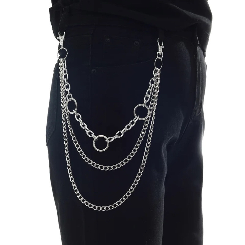 Corrente 3 Argola - Corrente de calça Punk Goth Unissex para homens e Mulheres Corrente com Argola