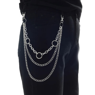 Corrente 3 Argola - Corrente de calça Punk Goth Unissex para homens e Mulheres Corrente com Argola