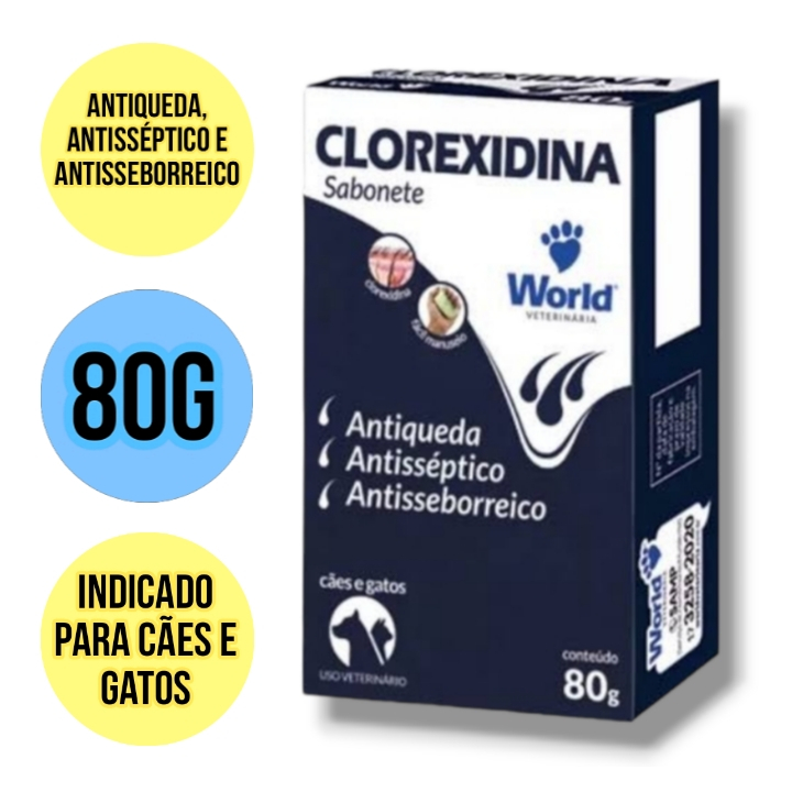 Sabonete Para Cachorro Clorexidina World 80G Antiqueda Antisseborreico