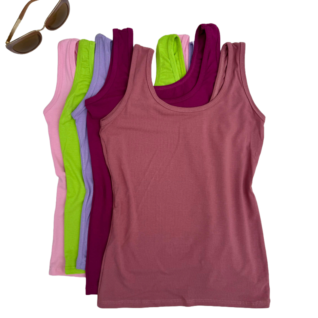 Kit 5 Regata feminina Alça Larga Casual