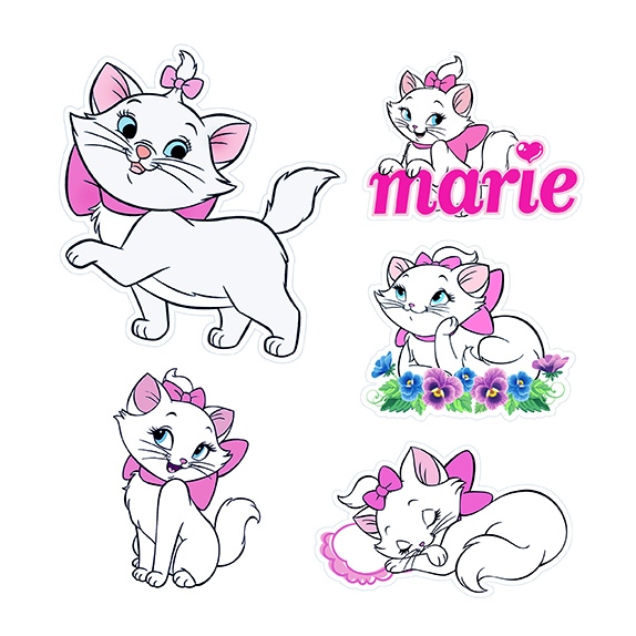 05 Apliques Termocolantes de Tecido - Gatinha Marie - 01 Grande 14cm - Outros 10cm em Oferta na Shopee