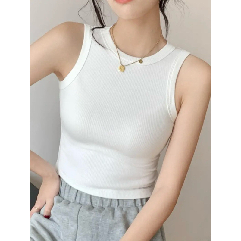 blusa regata feminina básica branca casual sólida elegante e sofisticada