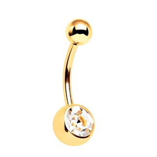 Piercing de Umbigo Dourado Curvo Aço Cirúrgico Delicado