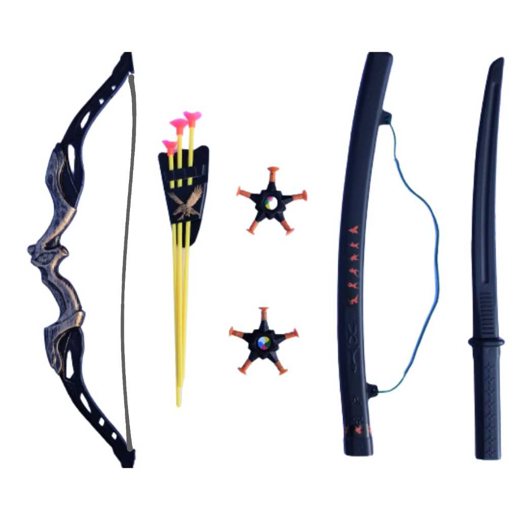 Kit Super Ninja samurai de Brinquedo arco e flecha espada e estrelas