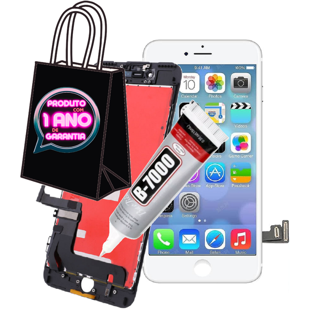 Tela Display Frontal Completa Compatível iPhone 8 Plus A1864 A1897 + Cola + Envio Hoje!