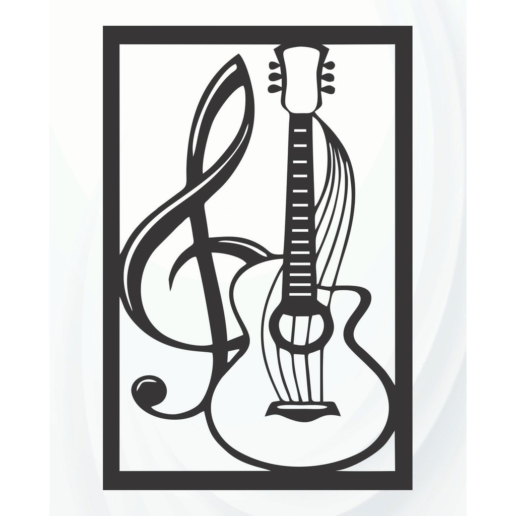 Quadro Música Clave De Sol E Violão Madeira Decorativo Preta Mdf  Decoração em Oferta na Shopee