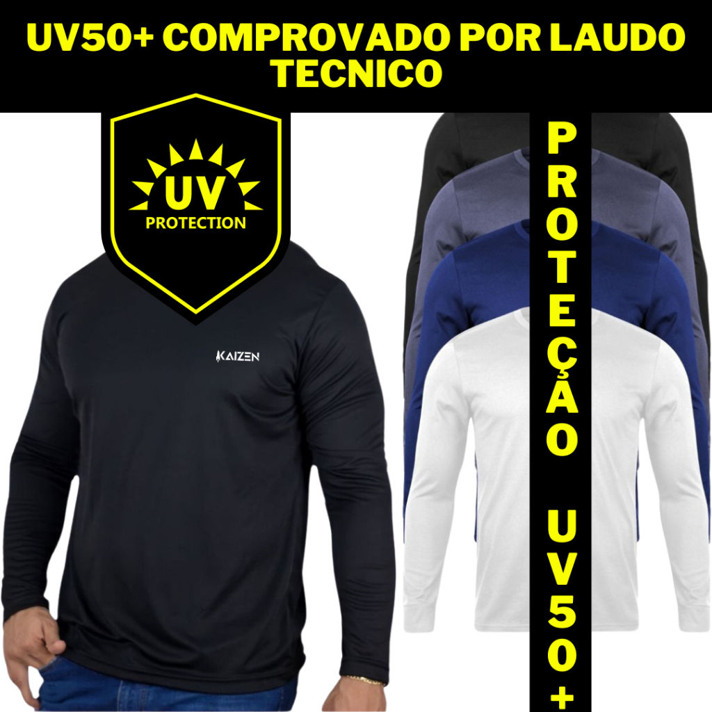 KIT 2 CAMISETA MANGA LONGA PROTEÇAO UV50+ BLUSA TERMICA