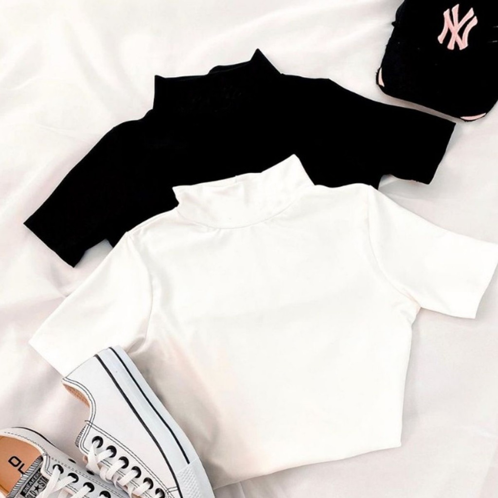 Cropped Blusinha LISA, Gola Alta - Básica Blogueira Alternativa Feminina