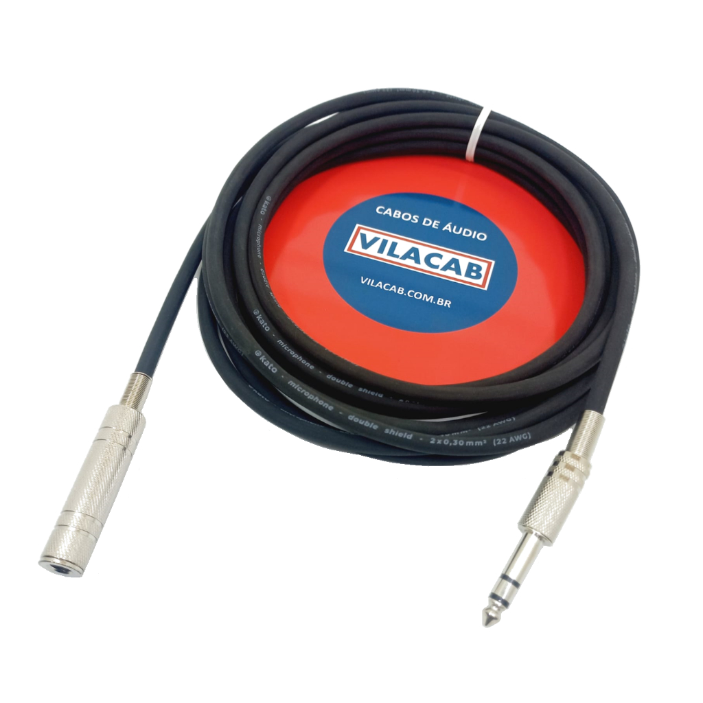 Extensão Fone  P10 Jack P10 Femea 3 Metros Headphone P10 Stereo TRS Áudio Profissional